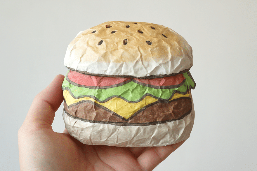 Hamburger designed like a paper.