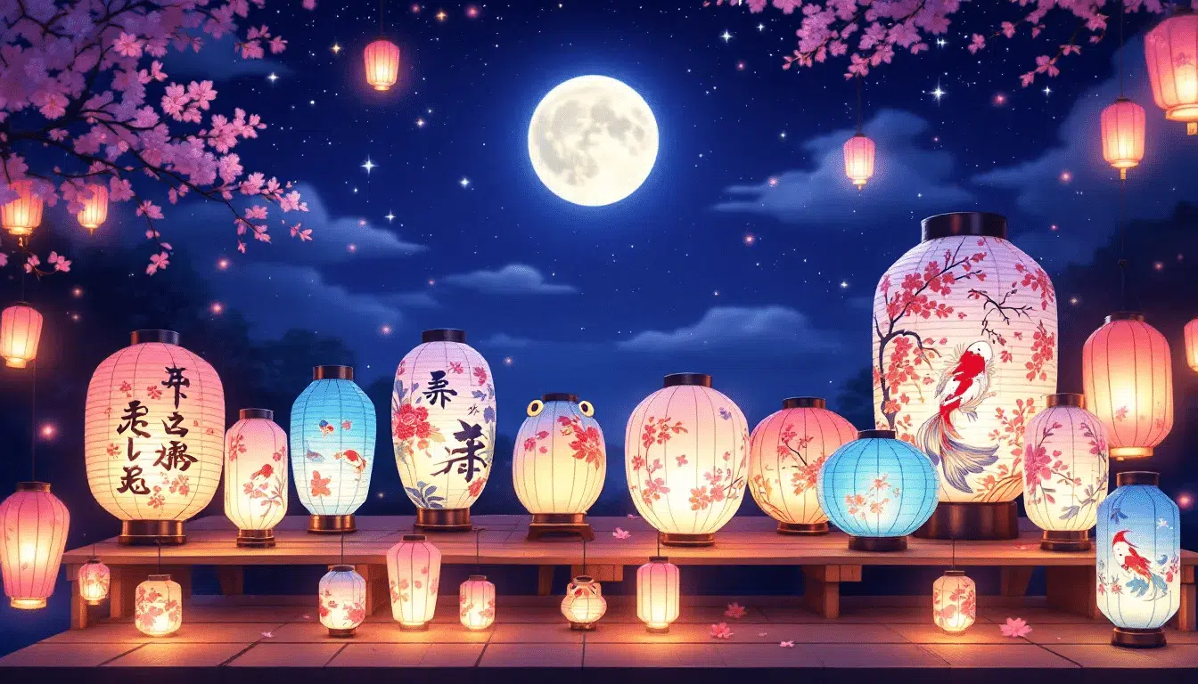 Premium fine line paper lanterns displayed with light bulbs