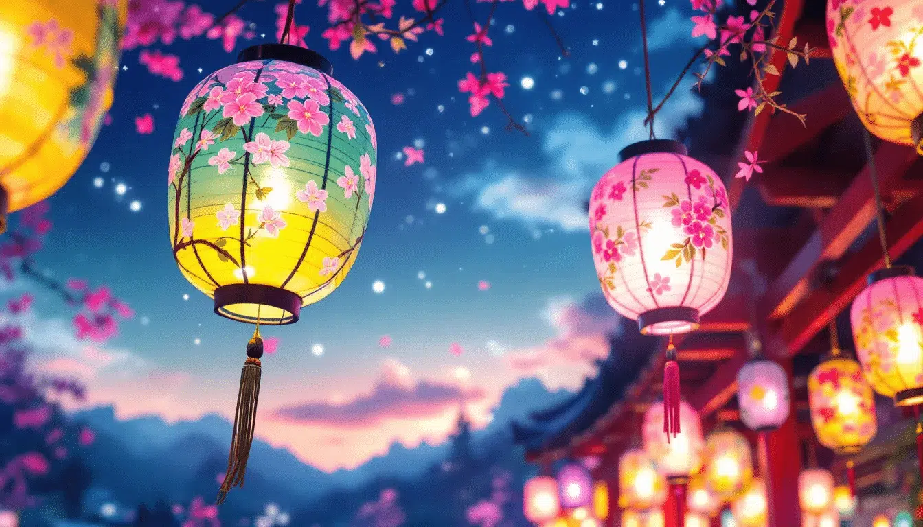 Hand painted artistic lanterns with colorful designs