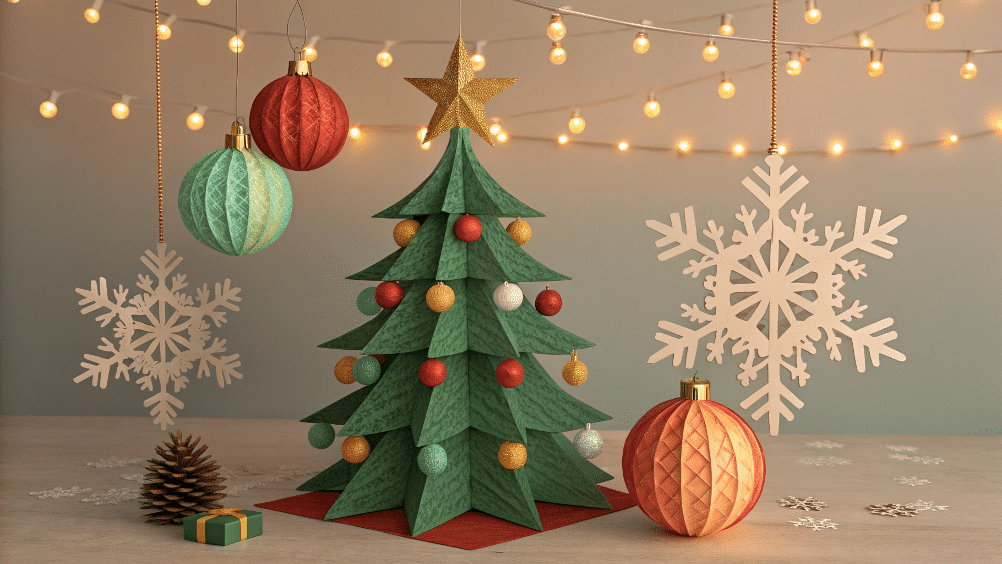 1e48601b5dc84f6fa2dc2679cfdec20c simply paper crafts Christmas tree decorations paper mache