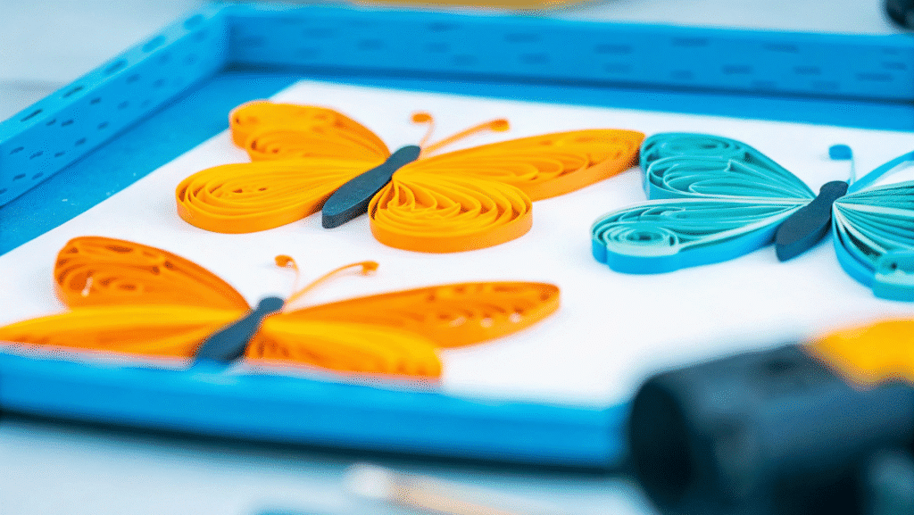 3D quilling of butterflies with tools