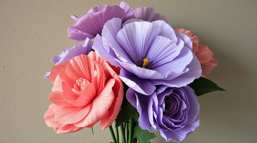 579b2bf55d6e40ffa72afe9136d6a0de simply paper crafts An image of crepe paper flowers