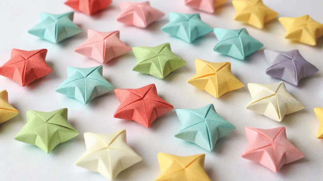 Small Lucky Paper Stars on a white background