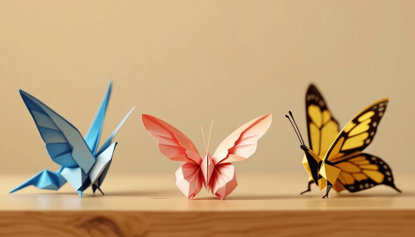 949fcb72f0f94fe68d910e7e6ae51641 simply paper crafts An array of colorful origami butterflies made from patterned paper is displayed showcasing various shapes and sizes These fun paper crafts are perfect for kids and can be used to decorate a room or hang as a cheerful display