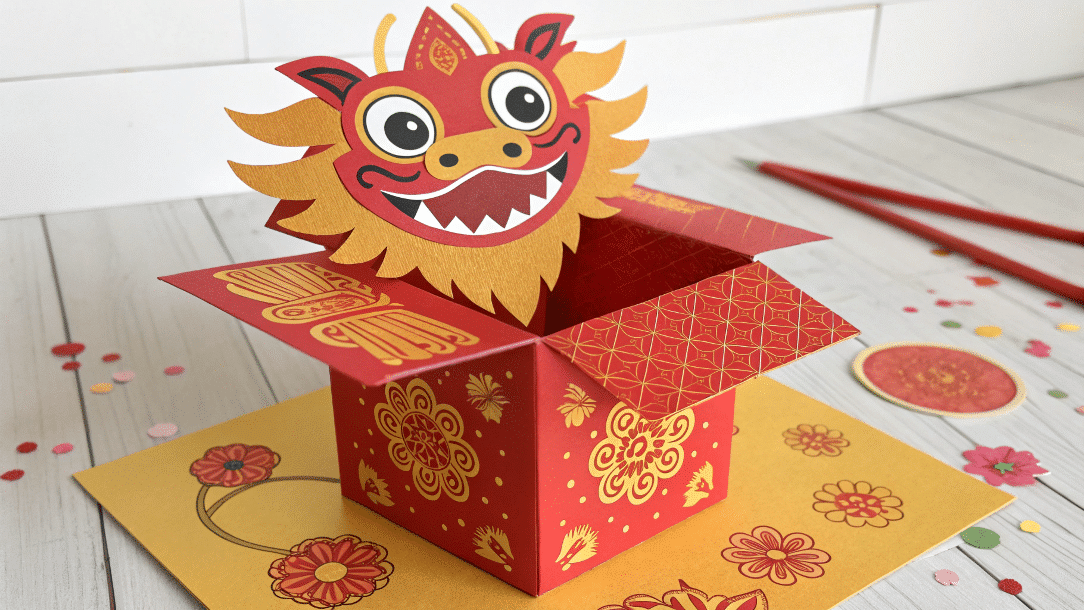 975cd95018554c38a6d55a82a06e52b0 simply paper crafts Dragon puppet card with a smiling dragon