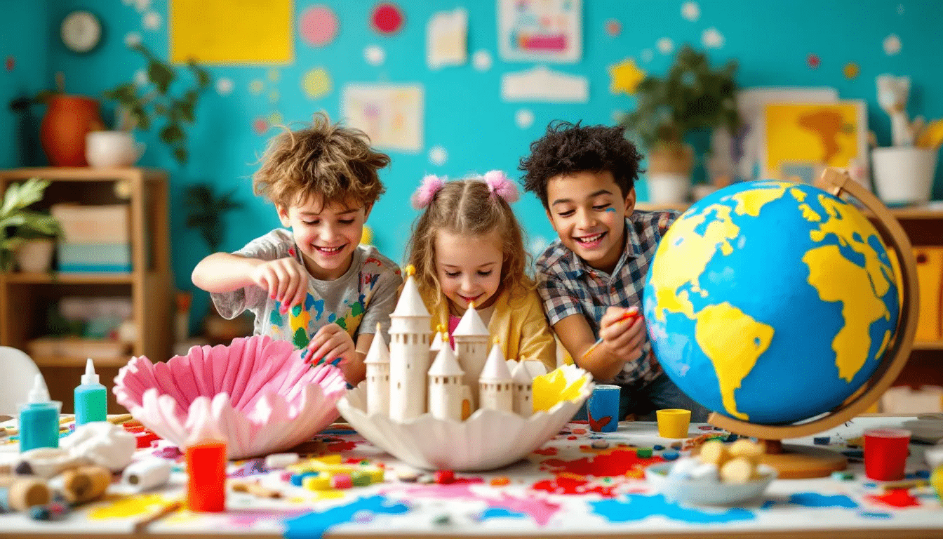 A944c52a7ded4f6c9e0bad645aeb59f0 simply paper crafts The image showcases various school projects made using papier mâché featuring colorful sculptures and decorative objects crafted from paper strips glue and household materials Some projects include a giant papier mâché head and smaller sculptures all demonstrating the creative process and techniques involved in this versatile art form