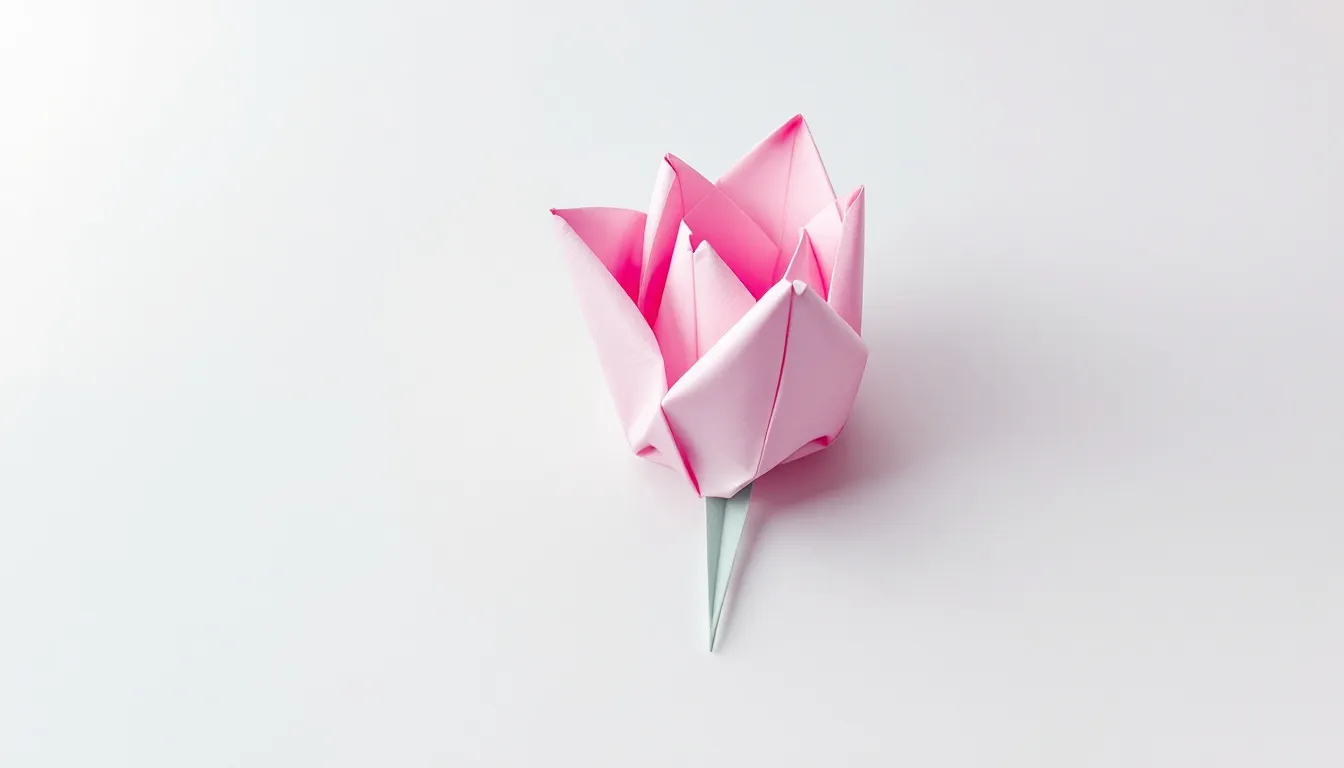 Ab5b96e1f47a4c8bb6164033ece32be6 simply paper crafts An origami tulip crafted from a square piece of origami paper showcases the beauty of Japanese art through intricate folding techniques creating a vibrant flower shape that represents creativity and joy This model is a popular choice among origami enthusiasts and beginners alike making it a delightful addition to any collection of origami designs