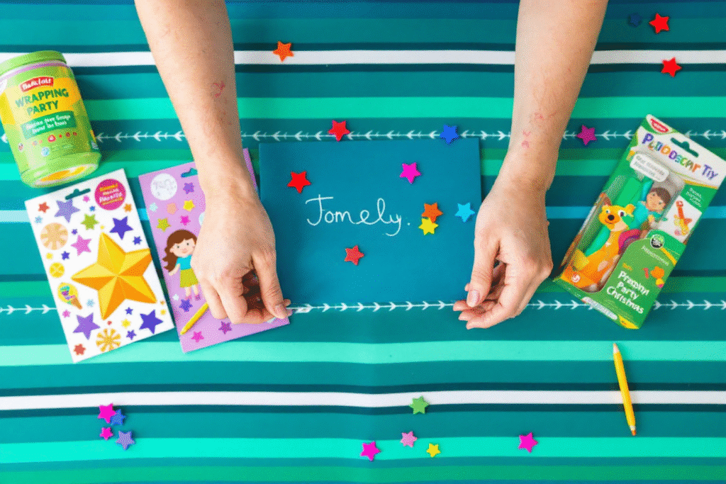 Image simply paper crafts Stars stickers and lines on a wrapping paper