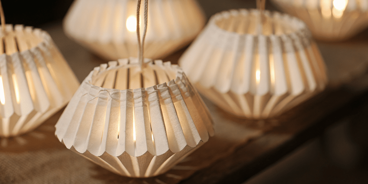 571b5d95a5c1403c8db057582f59e042 simply paper crafts White paper cup lanterns on a table