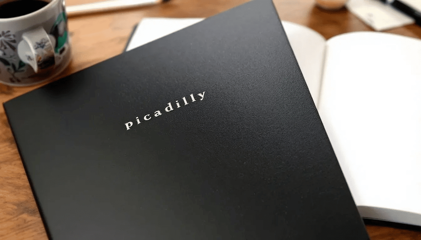8329865c3d254ba08da193b192b3ae72 simply paper crafts The image features the Picadilly Sketchbook showcasing its large 73 x 97 inch pages that lie flat for comfortable sketching The robust cover and smooth acid free paper highlight its high quality making it an ideal choice for artists working with various media