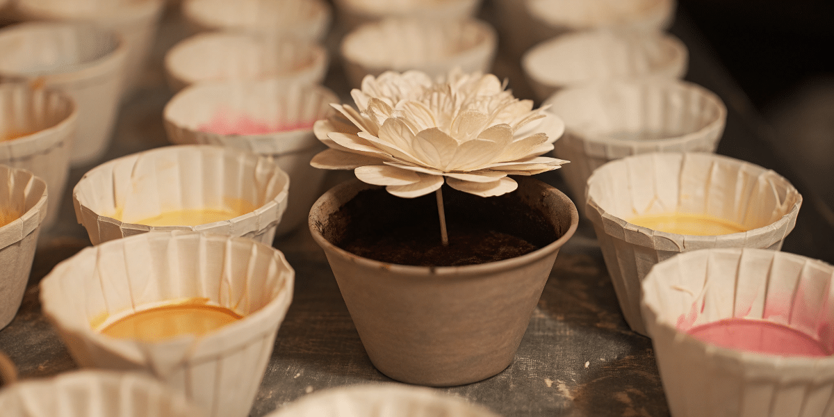 97a264aed14140af8ada8ffecee74002 simply paper crafts Paper cups with soil and flowers