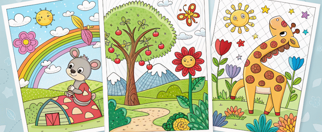 Best coloring pages simply paper crafts three different colorful coloring pages