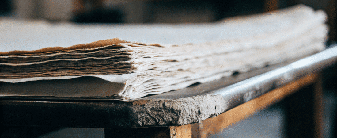 Handmade paper sheet simply paper crafts paper sheets on a stone table