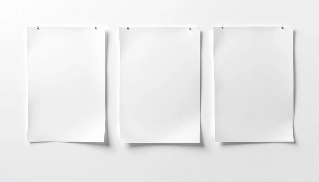 The image depicts several sheets of wet homemade paper drying flat against a smooth wall surface, showcasing even adhesion as they air dry. The sheets are gently pressed to ensure they stick properly, allowing for optimal air circulation during the drying process.