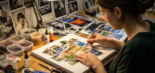 Craft using photos  simply paper crafts A women making crafts with photos