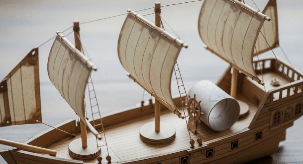 Crafting the masts and sails simply paper crafts Papercraft sails and masts for a pirate ship