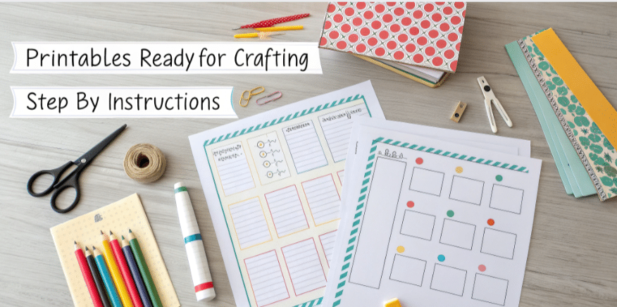 Crafting with free printables simply paper crafts A table with free printables ready for crafting with step by step instructions