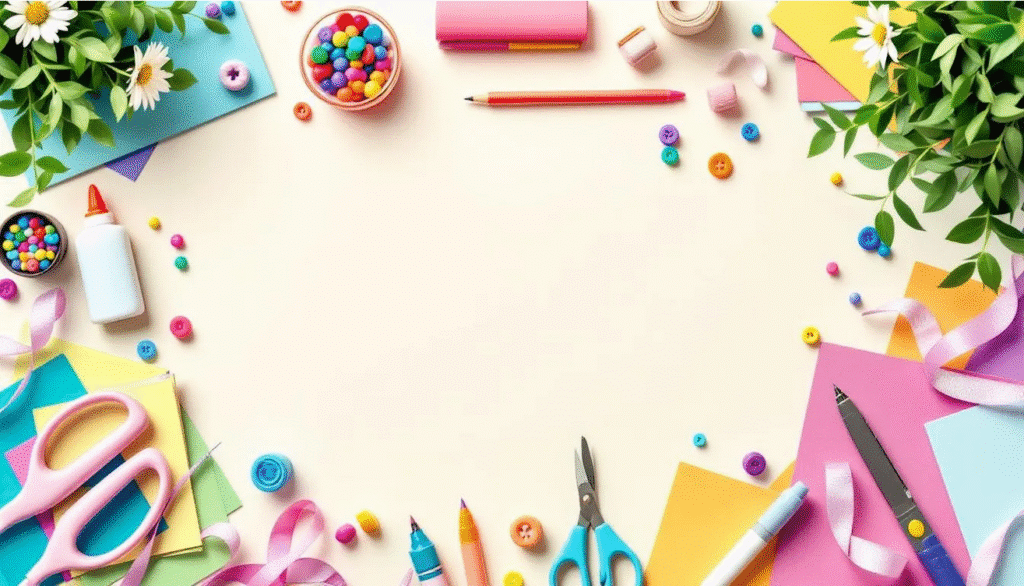 Getting started simply paper crafts An assortment of craft supplies laid out for step by step crafting