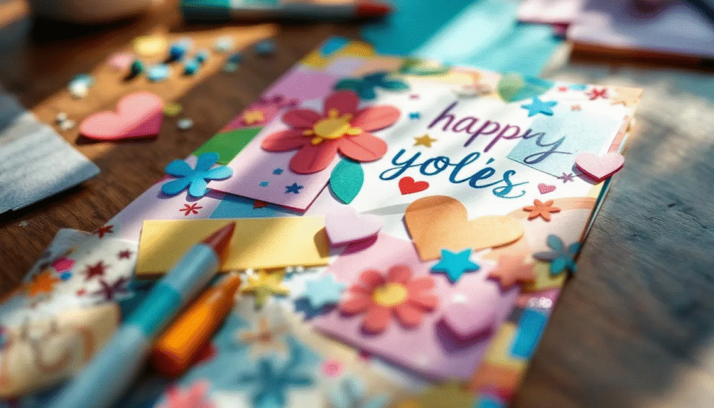 Handmade cards simply paper crafts The image shows a variety of handmade greeting cards crafted from colorful paper adorned with stickers and markers showcasing the creativity of older adults This engaging activity not only serves as a wonderful way for seniors to express their emotions and connect with loved ones but also helps enhance fine motor skills while providing a budget friendly crafting option