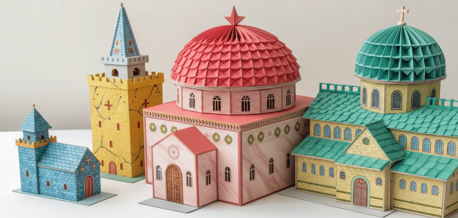 Models with color and texture simply paper crafts Colorful papercraft models showcasing various textures