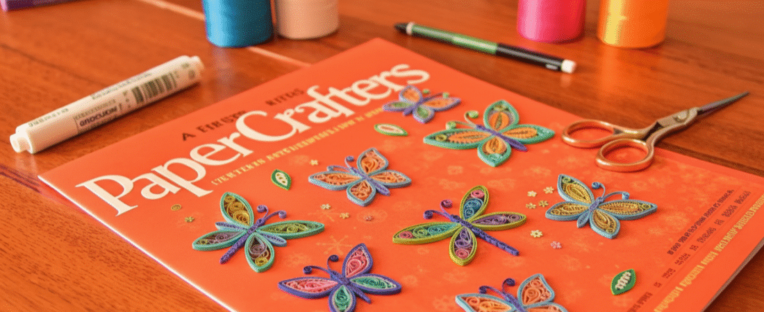 Orange magazine simply paper crafts A photograph of a papercrafters magazine ona a table