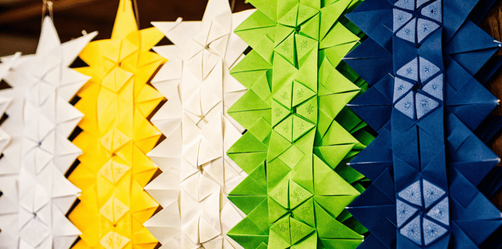 Origami decorations simply paper crafts An array of intricate origami decorations made from colorful paper