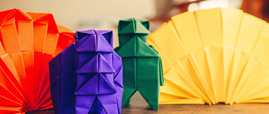 Origami papercraft simply paper crafts Yellow Green and orange Papercraft