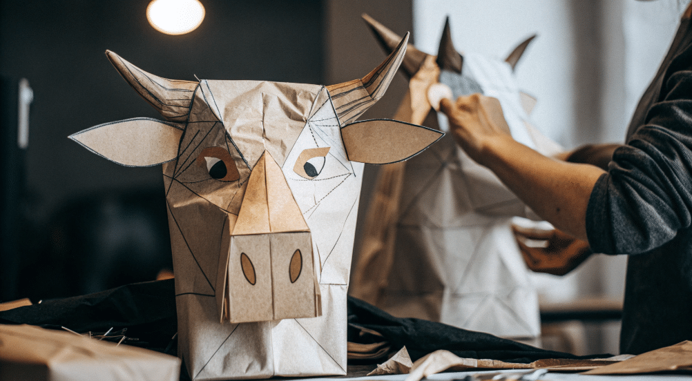 Creative Paper Bag Cow Puppet Craft for Kids