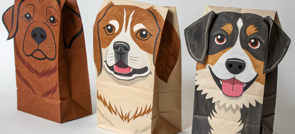 Paper bag dog puppet simply paper crafts The image showcases different dog paper bag puppets