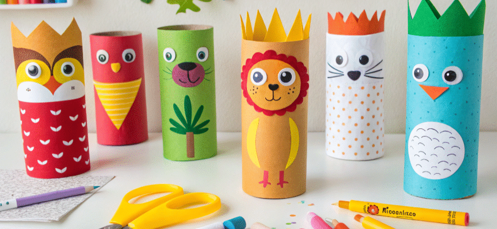 Paper towel tube art simply paper crafts Different Paper Towel Tube Art on a white table