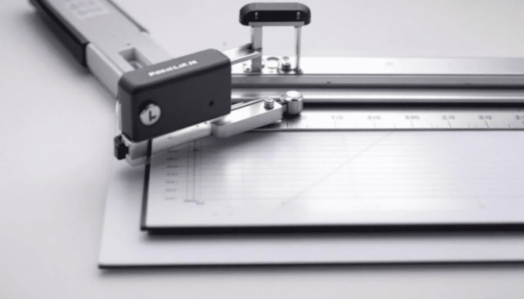 Paper trimmers simply paper crafts The image showcases a paper trimmer a cutting tool designed with a sliding blade on a measurement guided base for making precise cuts on multiple sheets of paper This professional grade tool is ideal for creating clean edges on art paper card stock and other materials making it perfect for projects like invitations and scrapbook pages