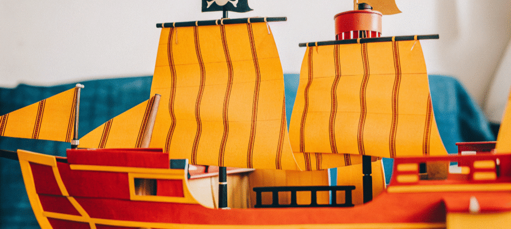 Papercraft pirate ship simply paper crafts Orange and red Easy Papercraft Pirate Ship for kids