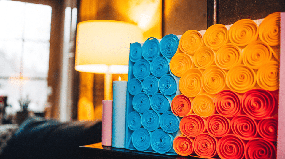 Rolled paper wall art simply paper crafts An artistic display of rolled paper wall art at home