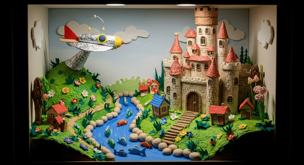 Storybook dioramas simply paper crafts A detailed storybook diorama showcasing a creative scene from a children's book.