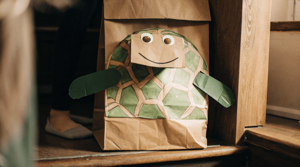Easy Turtle Paper Bag Puppet Craft for Kids