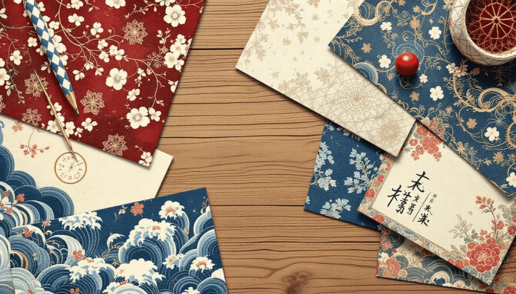 Image simply paper crafts A variety of ornamental paper materials displayed on a crafting table