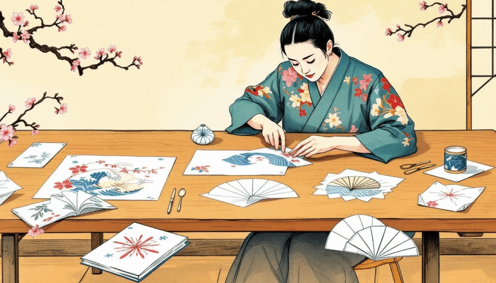 Image simply paper crafts An artist demonstrating the step by step process of making ornamental paper shapes