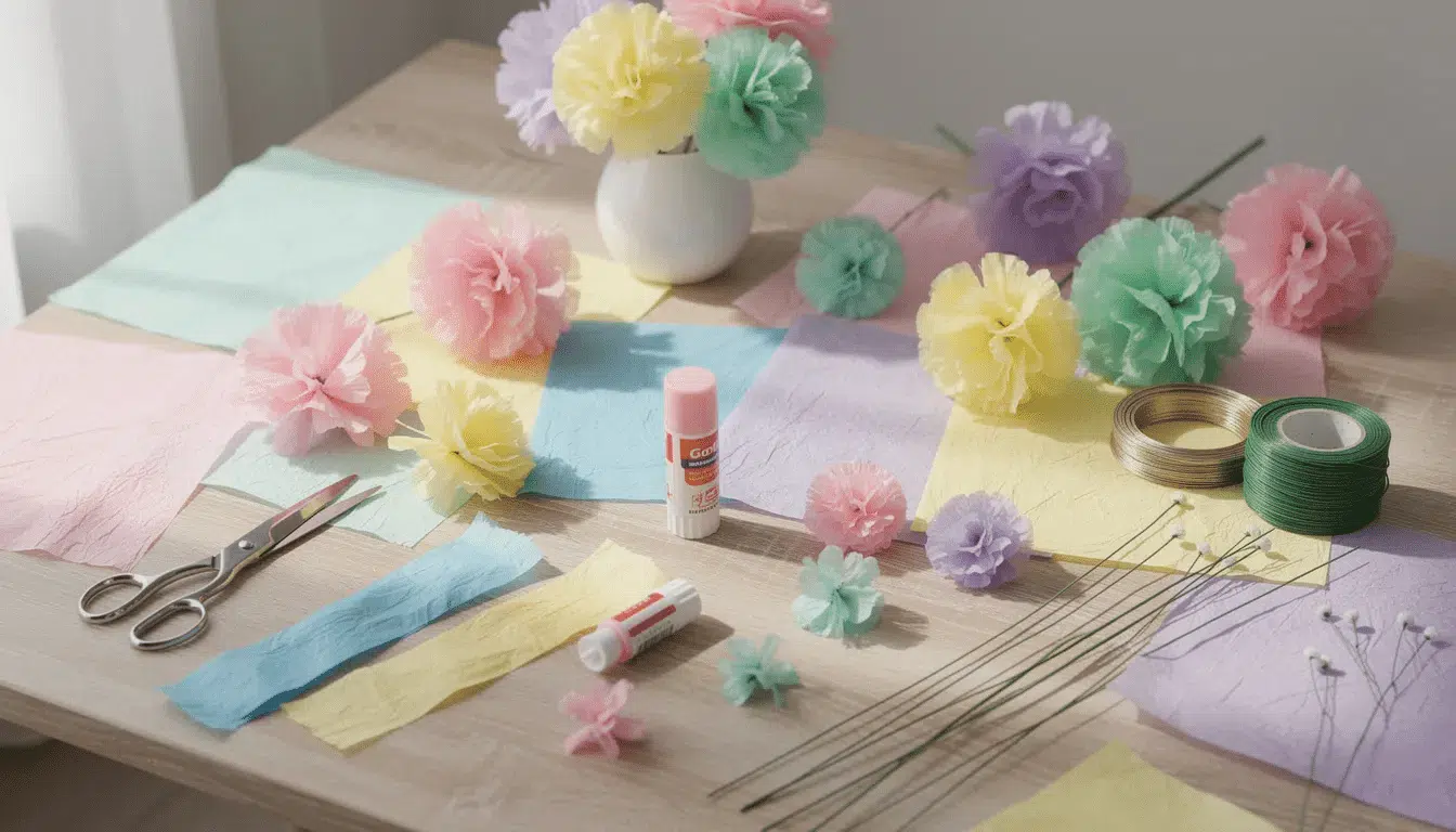 0e5b464f ec14 436b aa2d 8b0834a76506 The image showcases a vibrant collection of tissue paper flowers and pom poms made from leftover tissue paper perfect for decorating birthday parties or baby showers Various colors and shapes are displayed highlighting the lightweight and affordable nature of tissue paper crafts ideal for creating garlands and party decorations