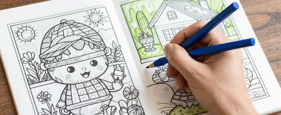 Coloring in pages A person coloring in