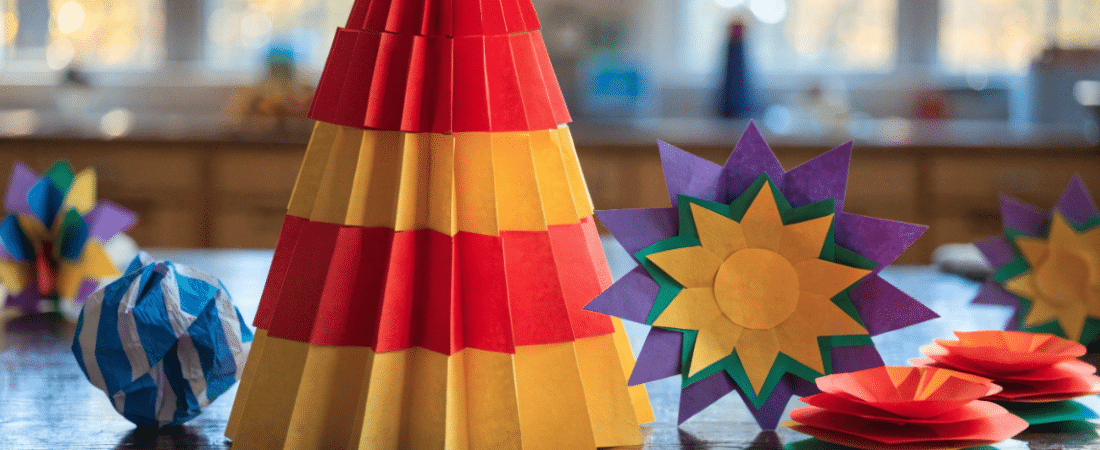 Paper crafts on a table