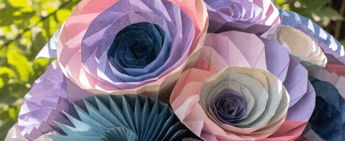 Paper flowers in the outdoors