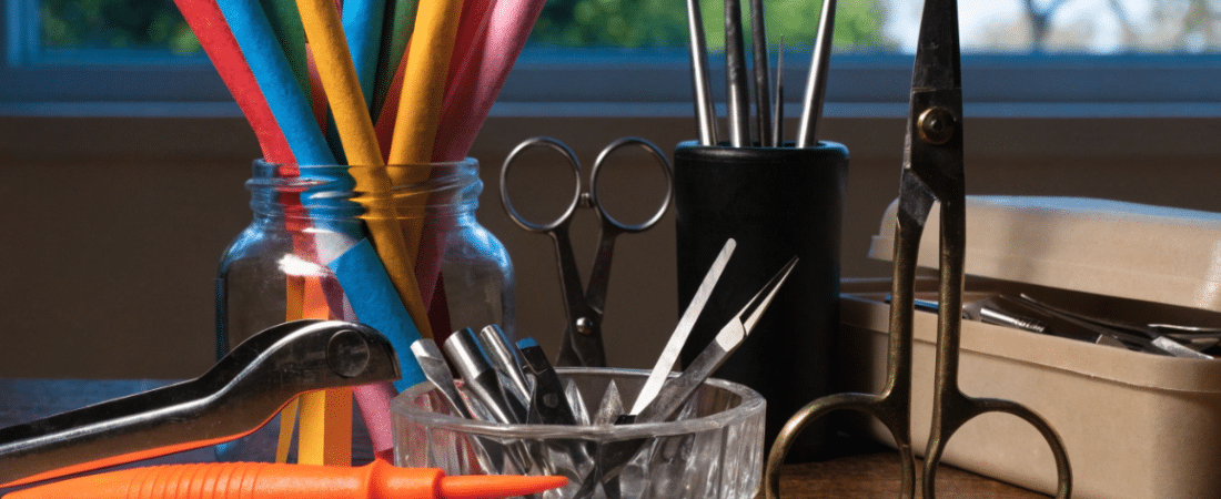 Quilling tools on a table