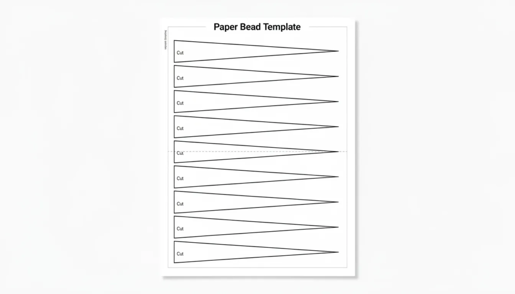 Image The image features a printable paper bead template designed for making cute little paper beads showcasing various triangle and narrow paper strip shapes This resource includes instructions and tips for creating DIY paper bead jewelry perfect for crafting with kids or using up junk mail