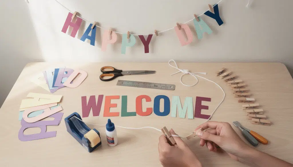 The image showcases a creative display of DIY paper letters made from cardboard and paper mache beautifully painted and hung on a wall The large letters add a fun and decorative touch to the space perfect for a classroom or home decor project