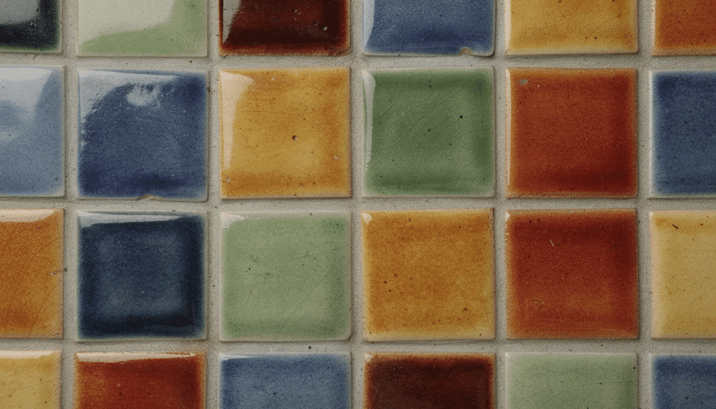 Image The image showcases a vibrant arrangement of colorful glazed ceramic tiles in a grid pattern highlighting the artistry of ceramic artists These tiles made from a non toxic clay body feature a variety of bright colors and glazes perfect for decorative tile work