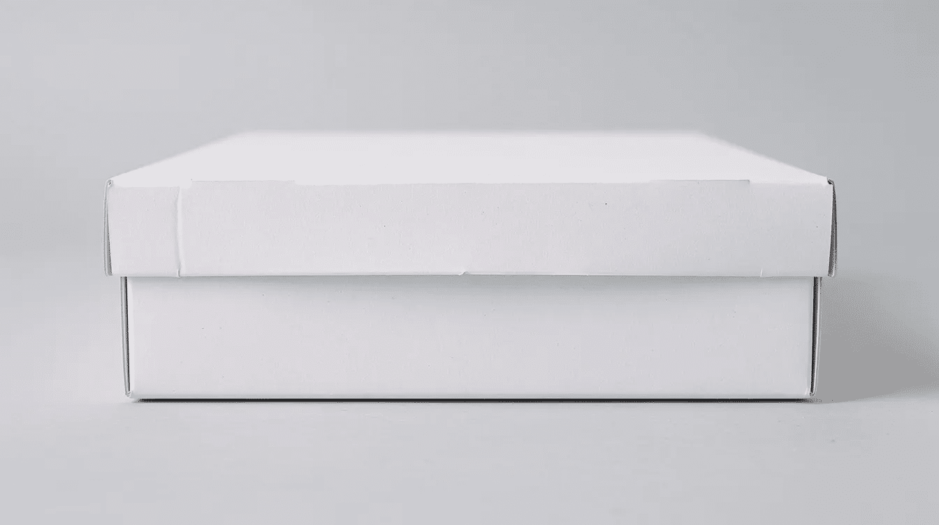 The image shows a side view of a classic origami box with its lid partially placed over the base demonstrating a clean fit The box is made from patterned paper with visible top and bottom edges and highlights the four corners and side walls of the finished box