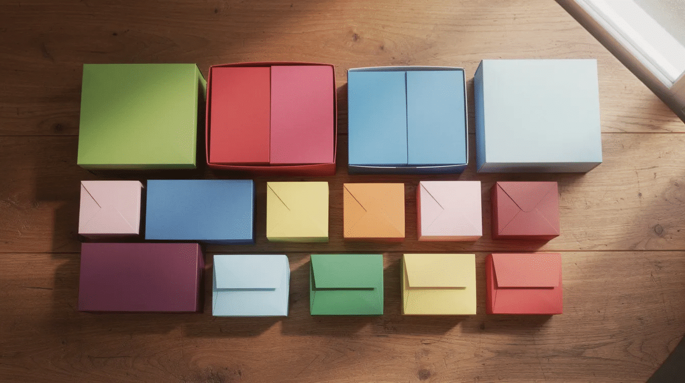 D9280d12 b53b 4a37 a9e7 00fdf8a87c9a The image features a variety of colorful origami boxes each with a lid neatly arranged on a wooden table showcasing the beauty of these finished origami projects The vibrant squares of paper demonstrate different folding techniques making them perfect for small gifts or as a fun craft activity