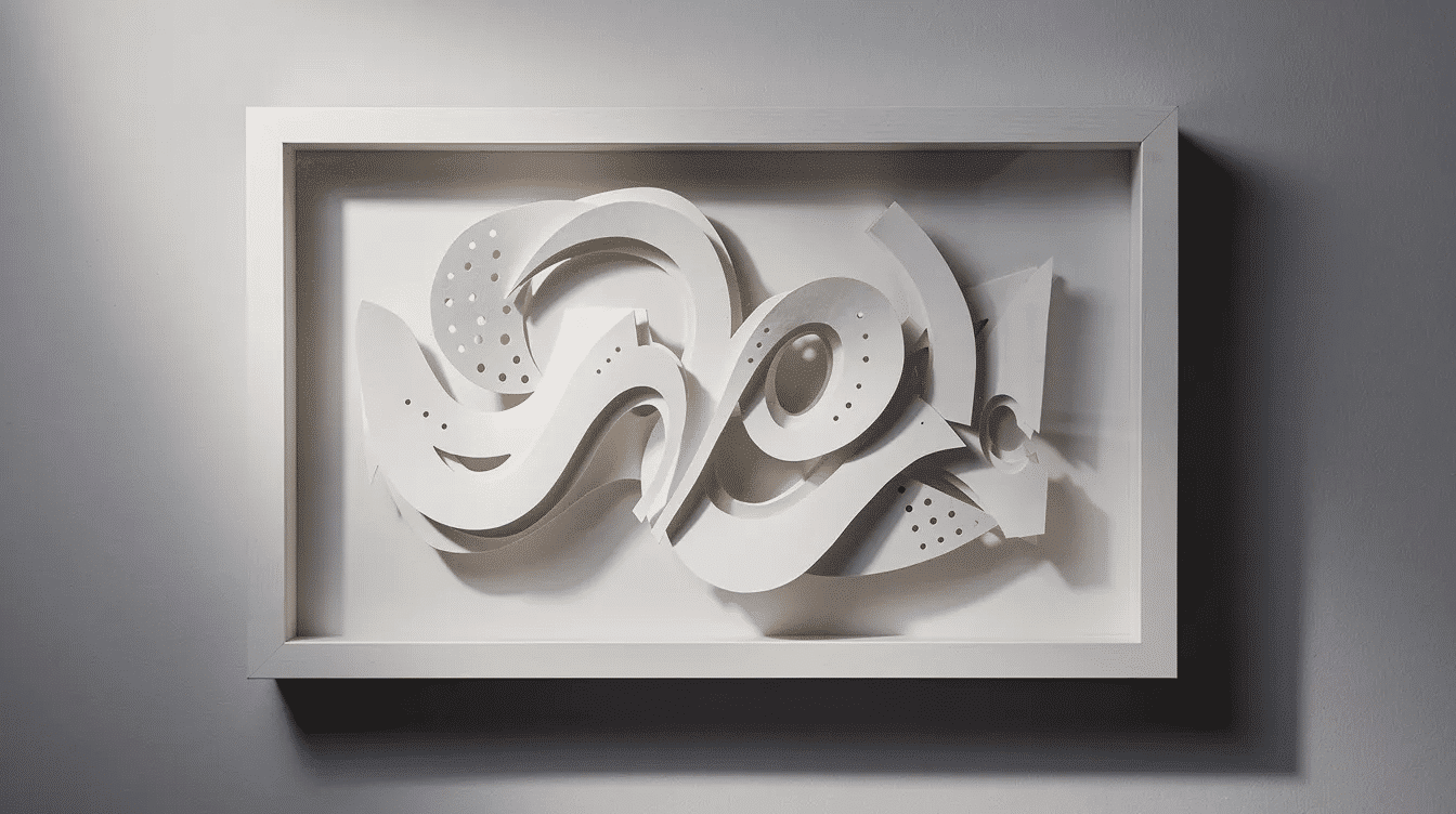 The image features a completed D paper sculpture displayed within a shadow box frame showcasing intricate designs and vibrant colors This artistic project highlights the creativity and techniques involved in crafting with materials like paper glue and scissors making it a beautiful piece for any house or classroom